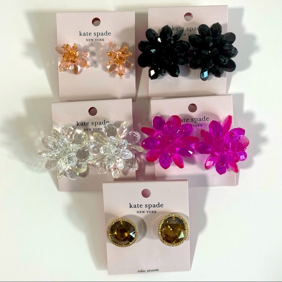 kate spade Jewelry - HP🎉 5PC NEW Kate Spade Flower Crystal Earring LOT